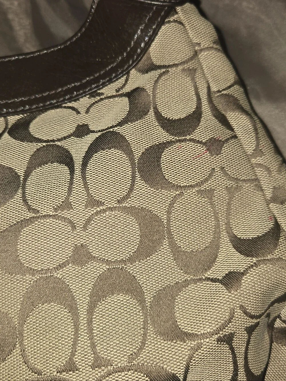 Coach Signature Canvas Hobo Bag in Khaki and Dark Brown